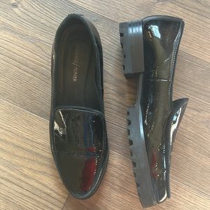 Donald Pliner black patent leather loafers shoe size 8